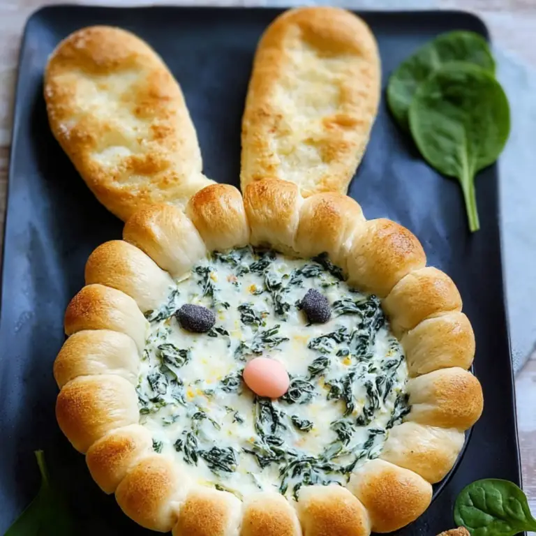 Easter Bunny Spinach Dip served in bunny-shaped bread