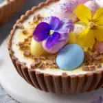 Egg Cheesecake creamy no bake dessert in chocolate eggs