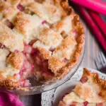 Fresh Rhubarb Pie with flaky crust and sweet-tart filling