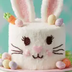 Hippity Hop Bunny Cake decorated with coconut and Easter candies