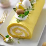 Limoncello Almond Cake Roll with creamy lemon filling and almond sponge