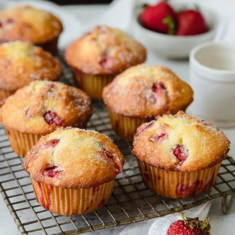 "Freshly baked strawberry muffins recipe"