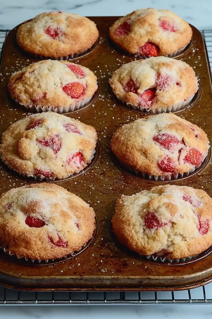 "Freshly baked strawberry muffins recipe"