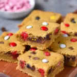 M&M Cookie Bars soft chewy dessert bars with chocolate candies