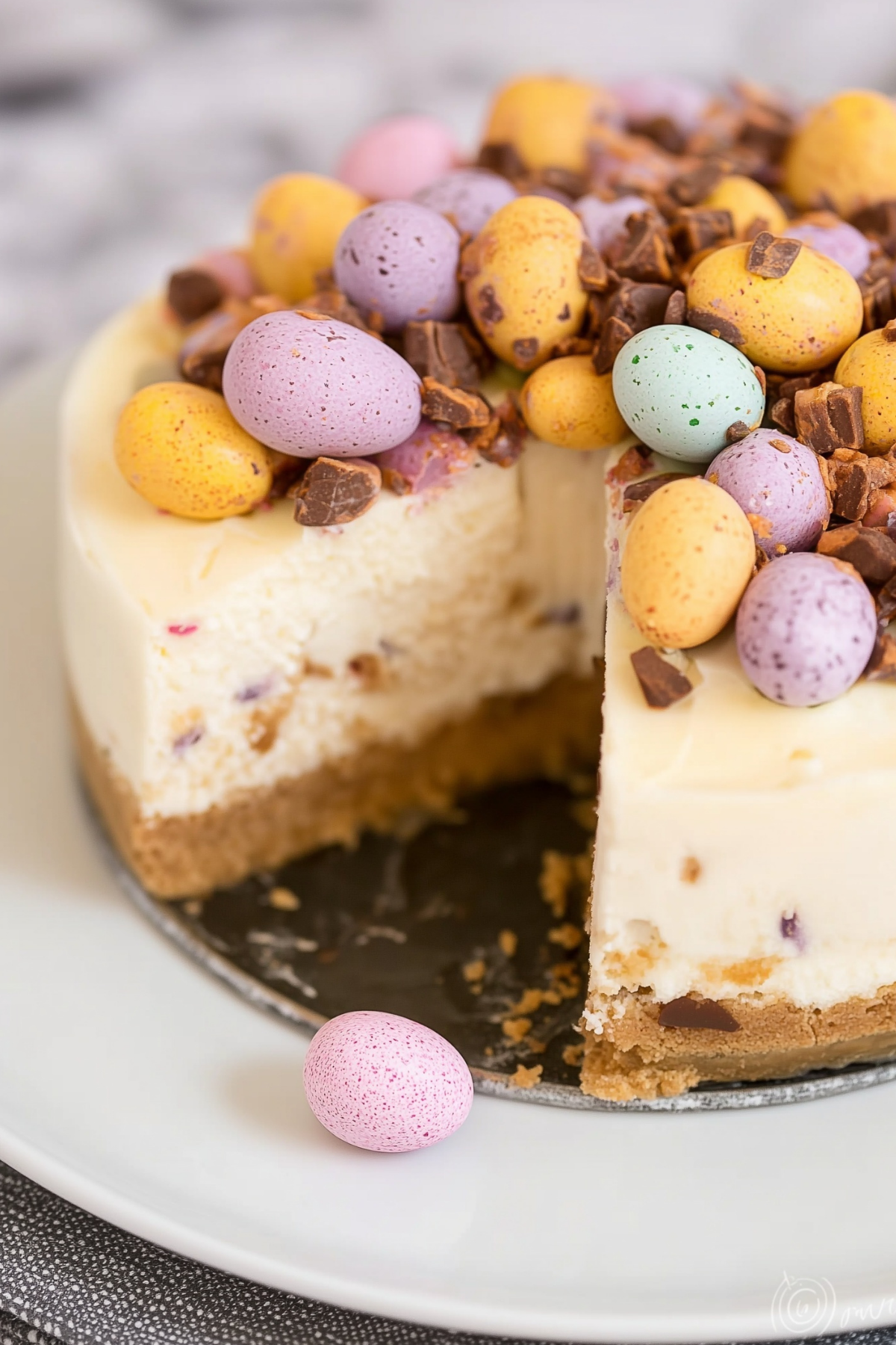 Mini Egg Cheesecake creamy no-bake dessert with chocolate eggs