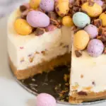 Mini Egg Cheesecake decorated with Cadbury Mini Eggs