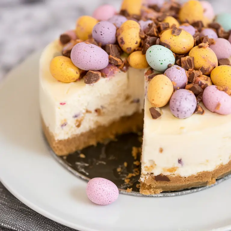 Mini Egg Cheesecake creamy no-bake dessert with chocolate eggs