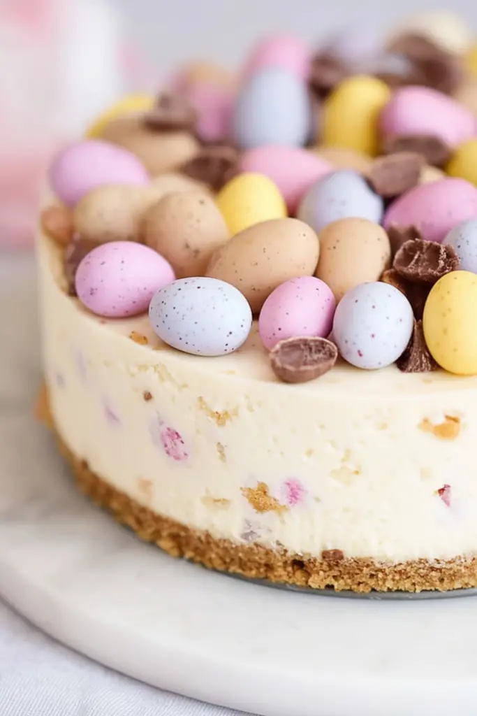 Mini Egg Cheesecake creamy no-bake dessert with chocolate eggs