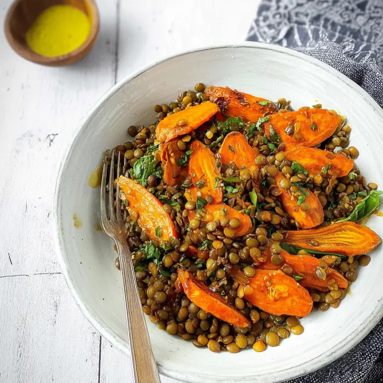 Moroccan Lentil and Roasted Carrot Salad with roasted carrots and fresh herbs