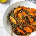 Moroccan Lentil and Roasted Carrot Salad with roasted carrots and fresh herbs