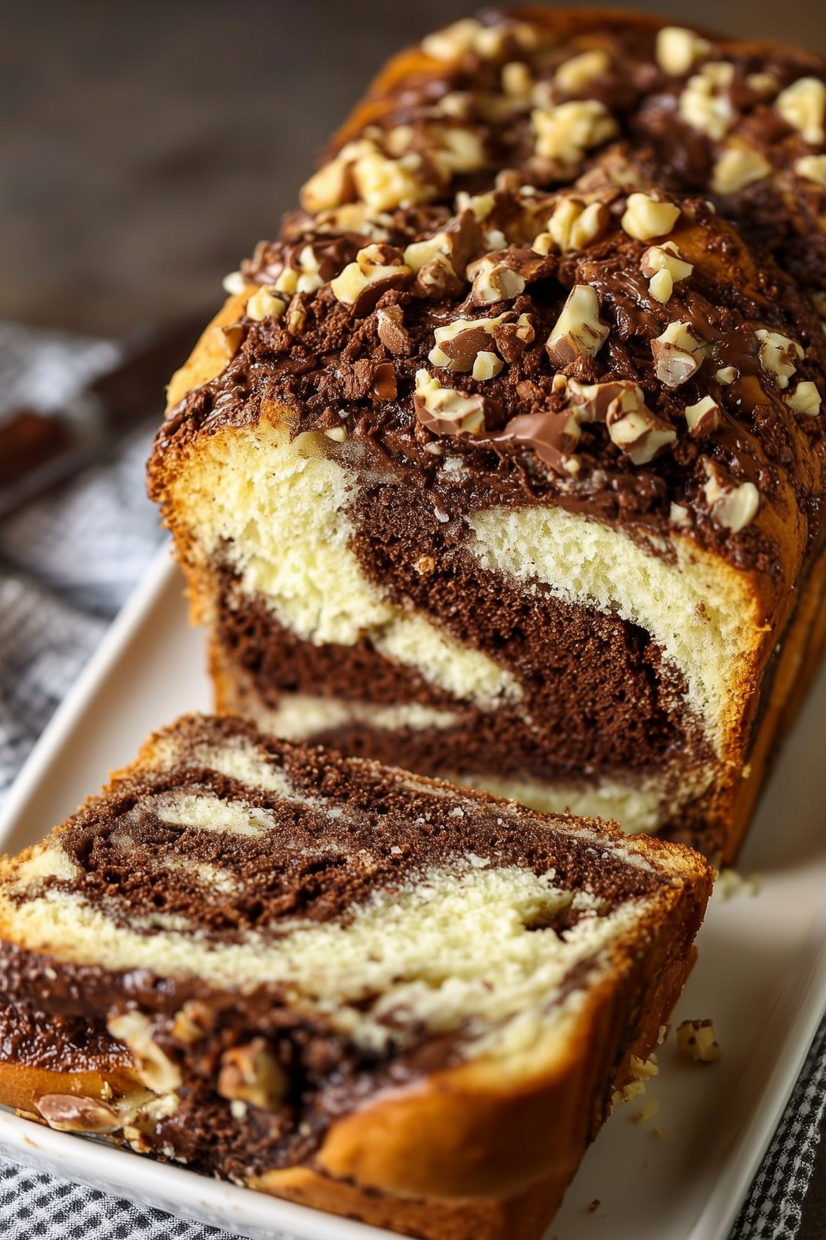 Nutella Swirl Bread with rich chocolate-hazelnut swirls