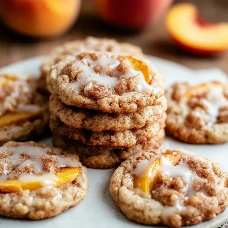 Freshly baked Peach Cobbler Cookies with juicy peaches and golden edges