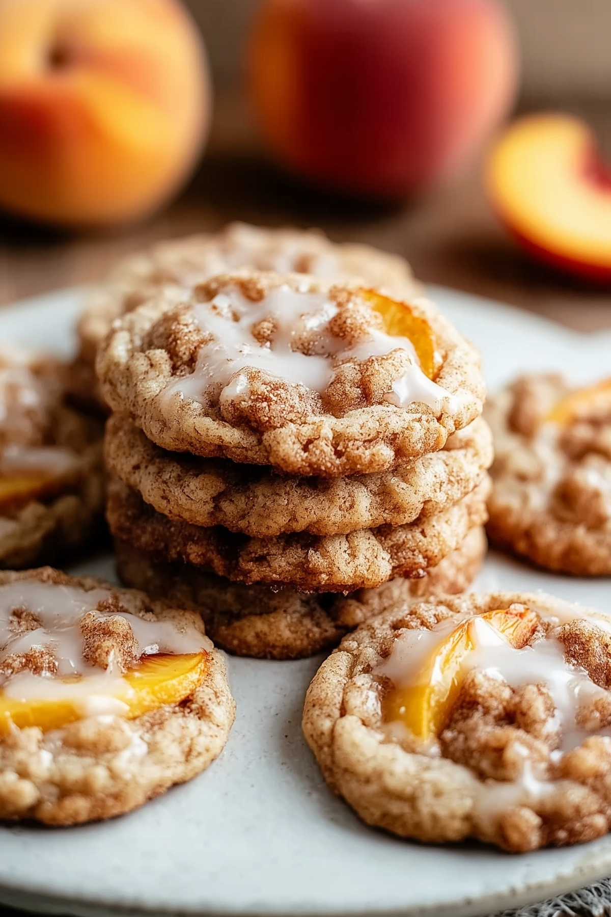 Freshly baked Peach Cobbler Cookies with juicy peaches and golden edges
