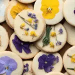 Pressed Flower Cookies decorated with edible flowers