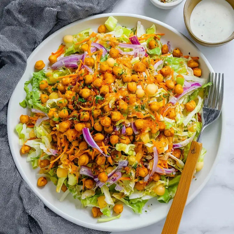 Roasted Chickpea Crunch Salad with crispy chickpeas and vegetables