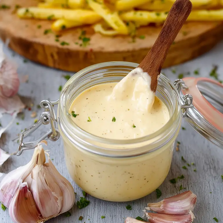 Roasted garlic aioli served with fries and vegetables