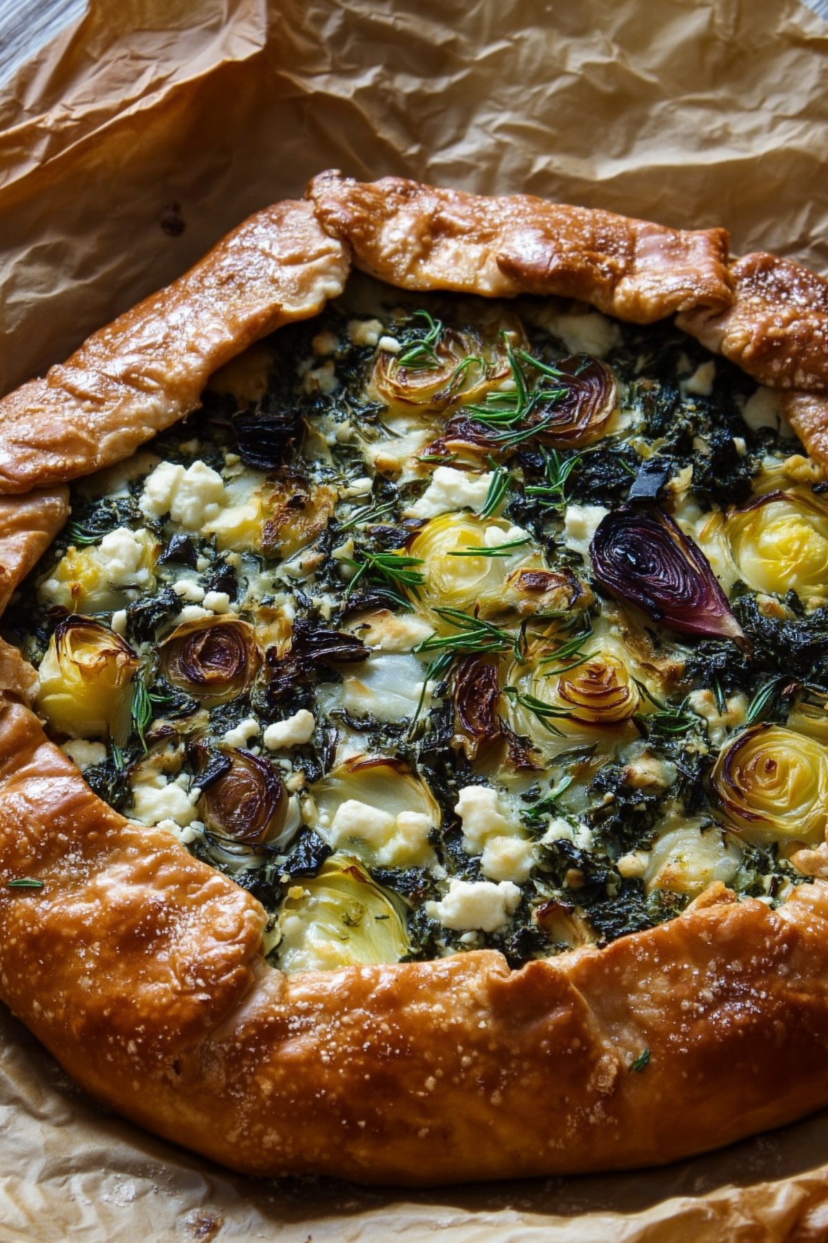 Savory Galette with creamy cheese and fresh vegetables