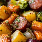 Sheet Pan Honey Garlic Kielbasa with vegetables
