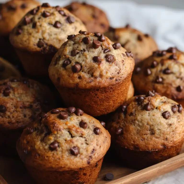 Sourdough Banana Chocolate Chip Muffins fresh out of the oven
