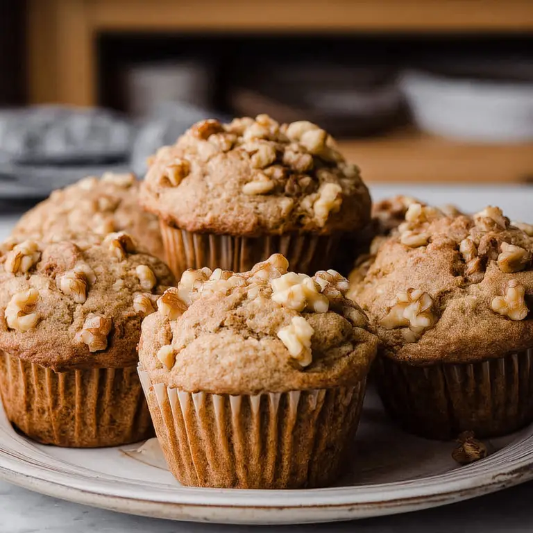 Sourdough Banana Nut Muffins recipe with walnuts and bananas
