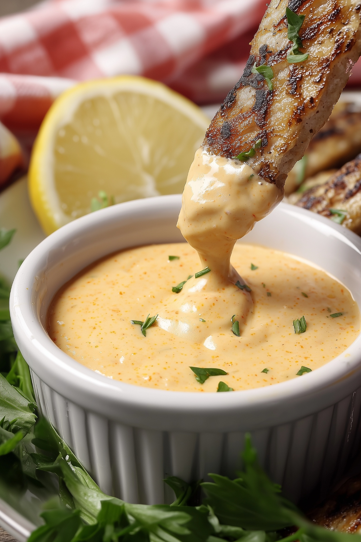 Spicy Aioli recipe served with fries and chicken tenders