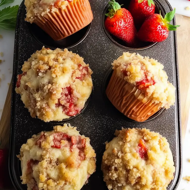 Strawberry Streusel Muffins with crumb topping fresh baked