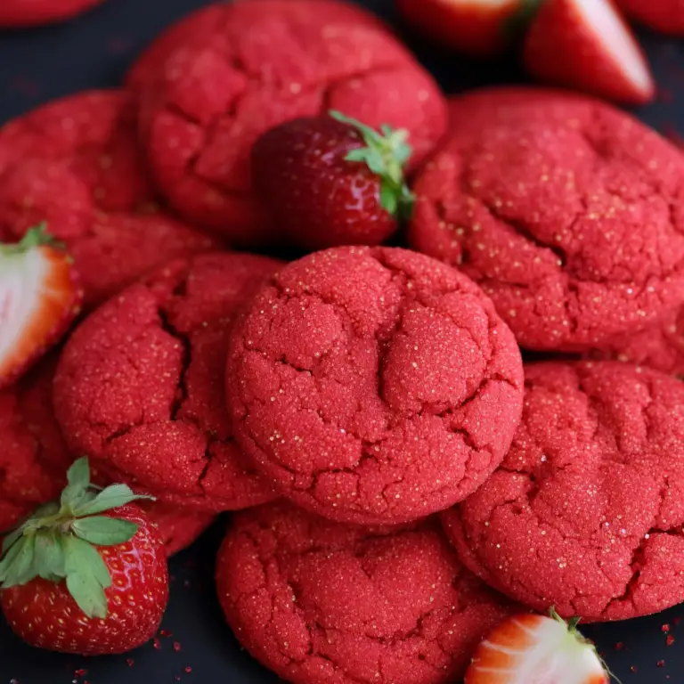 Strawberry Sugar Cookies Recipe with Sparkling Sugar