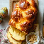 Tsoureki traditional Greek Easter bread, soft and fluffy with aromatic spices