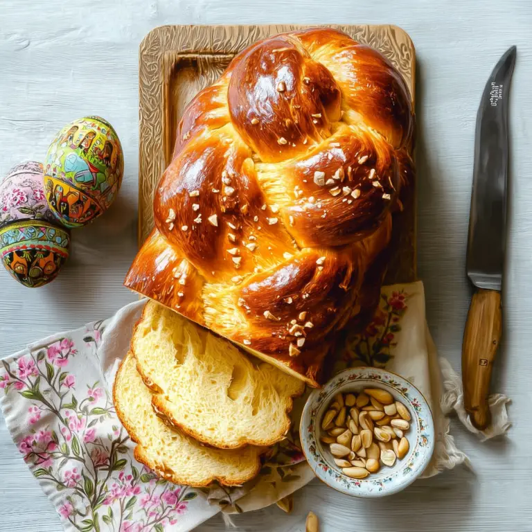 Tsoureki traditional Greek Easter bread, soft and fluffy with aromatic spices