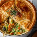 Vegetable pot pie with flaky crust and fresh seasonal vegetable