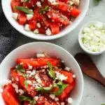 Watermelon feta salad with fresh mint and balsamic glaze