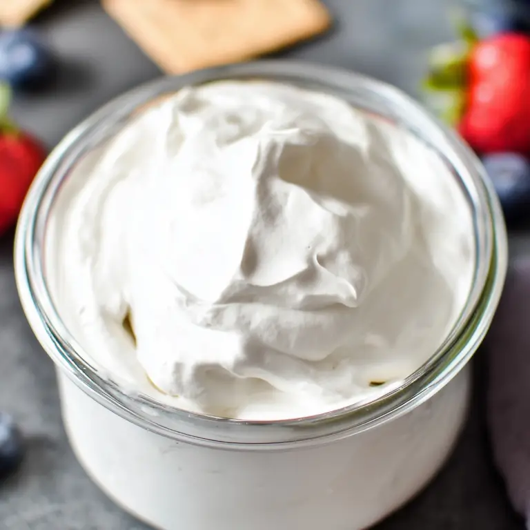 creamy whipped Greek Yogurt recipe in a bowl with fresh berries