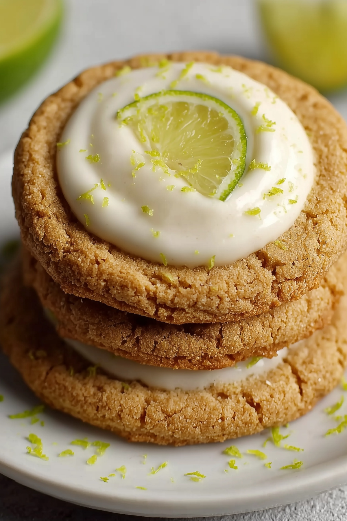 Zesty Key Lime Pie Cookies with creamy filling