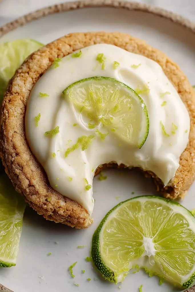 Zesty Key Lime Pie Cookies with creamy filling